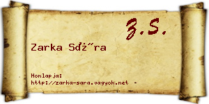 Zarka Sára névjegykártya