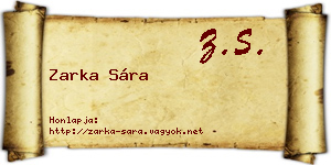 Zarka Sára névjegykártya